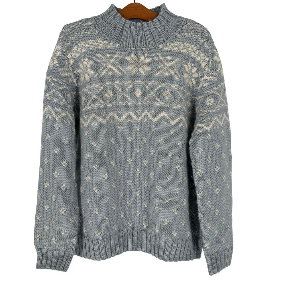 Vintage Lauren Ralph Lauren Hand Knit Fair Isle Wool Blend Sweater Womens Sz M/L